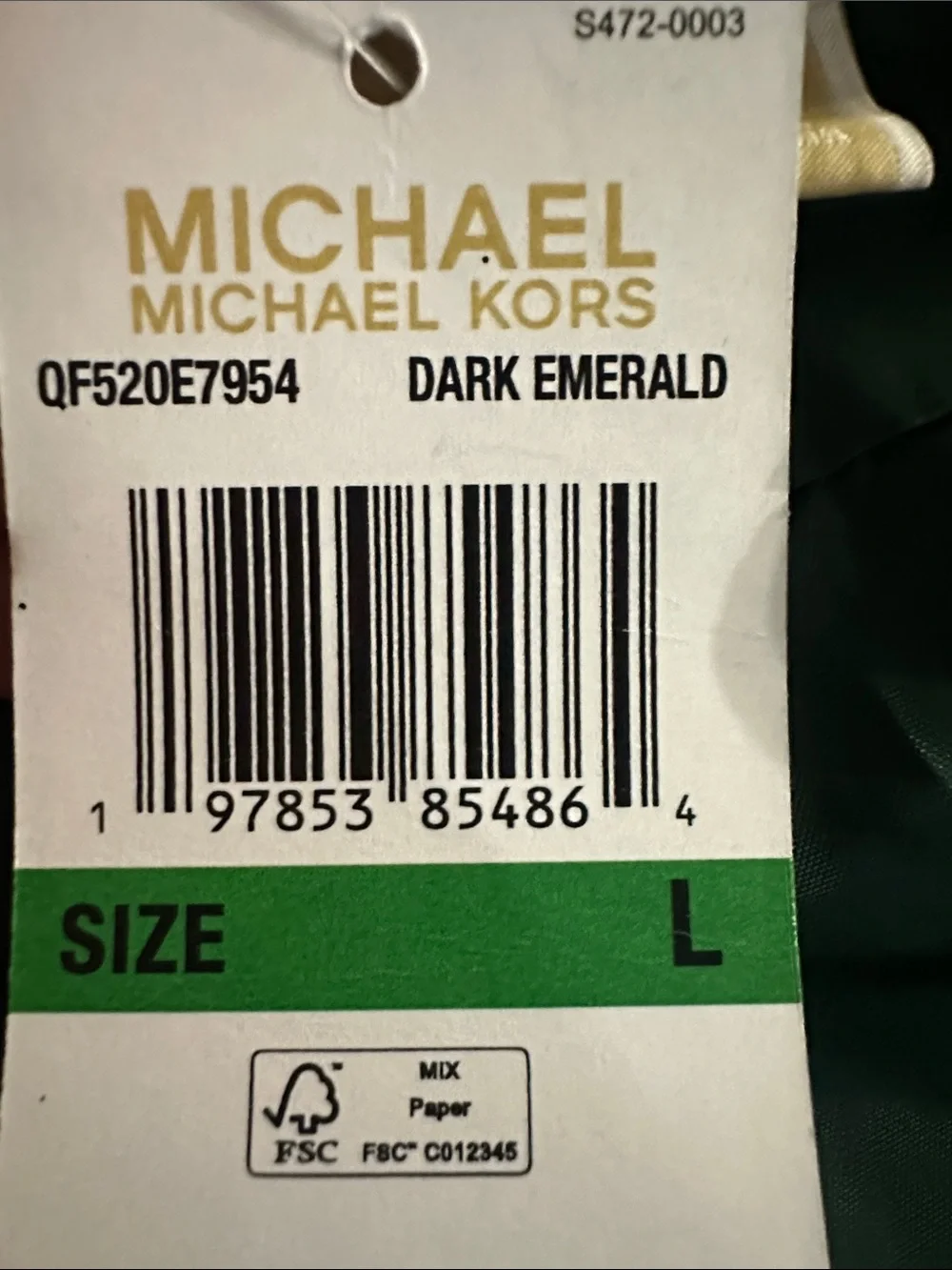 Michael Kors emerald Green Quilted Puffer Vest with Gold Zip